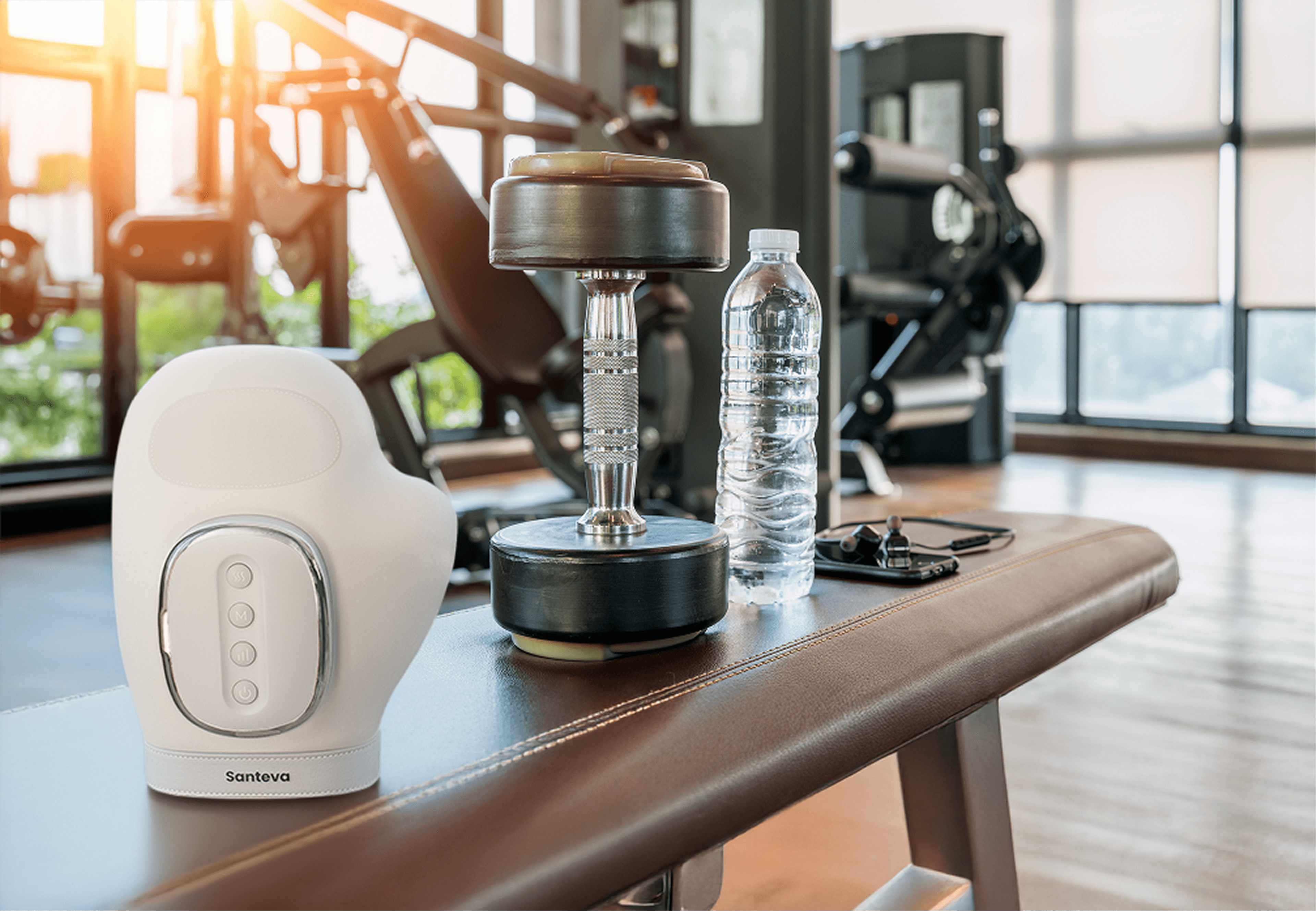 Santeva hand massager for post-workout recovery at the gym